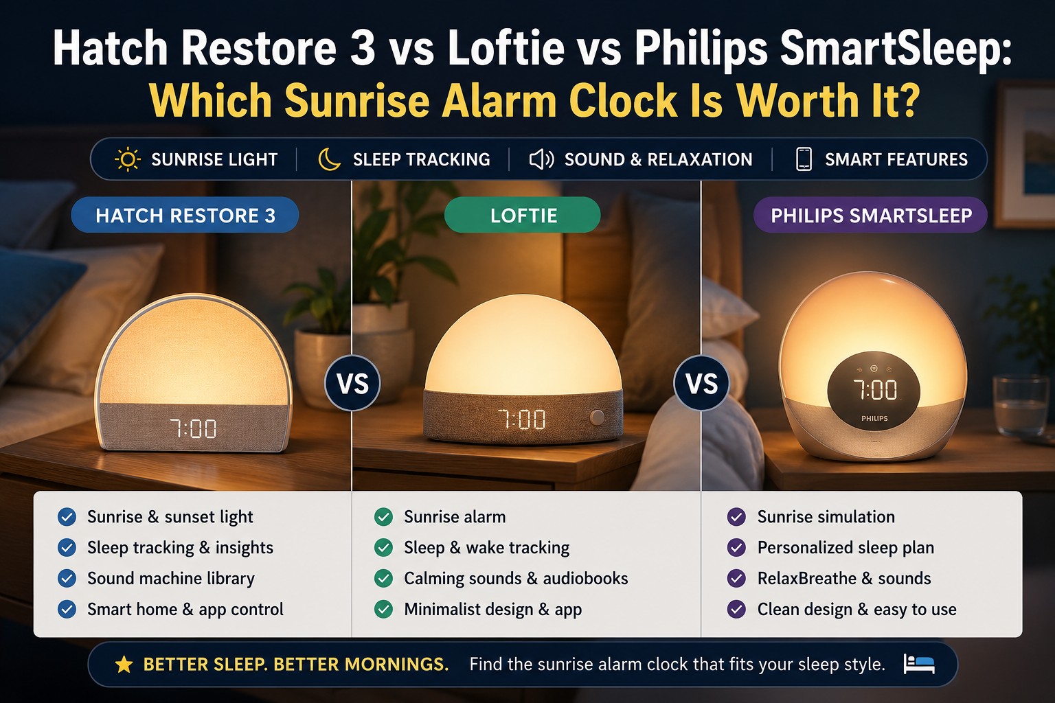 Hatch Restore 3 vs Loftie vs Philips SmartSleep